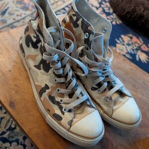 Converse Beige Camo High-Top Canvas Sneakers